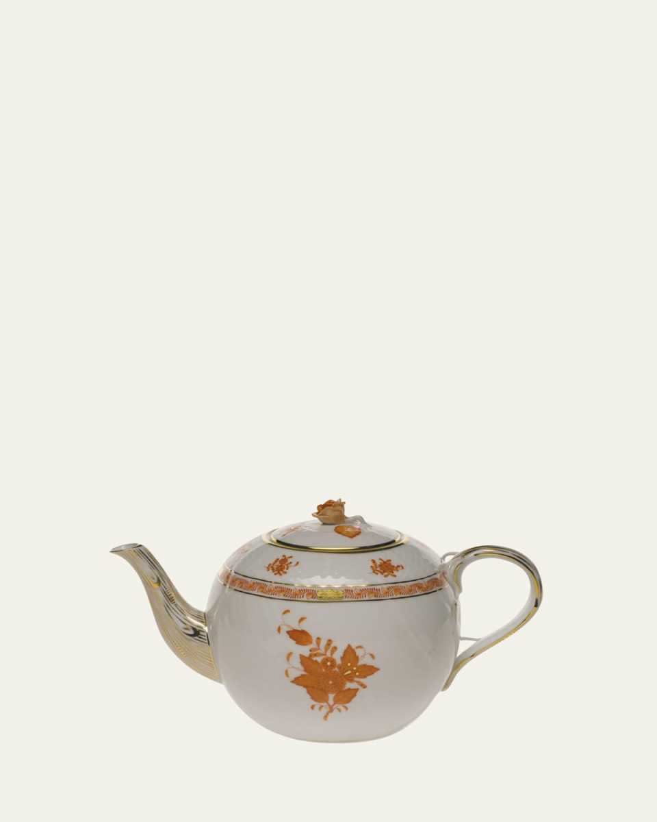 Chinese Bouquet Rust Teapot with Rose